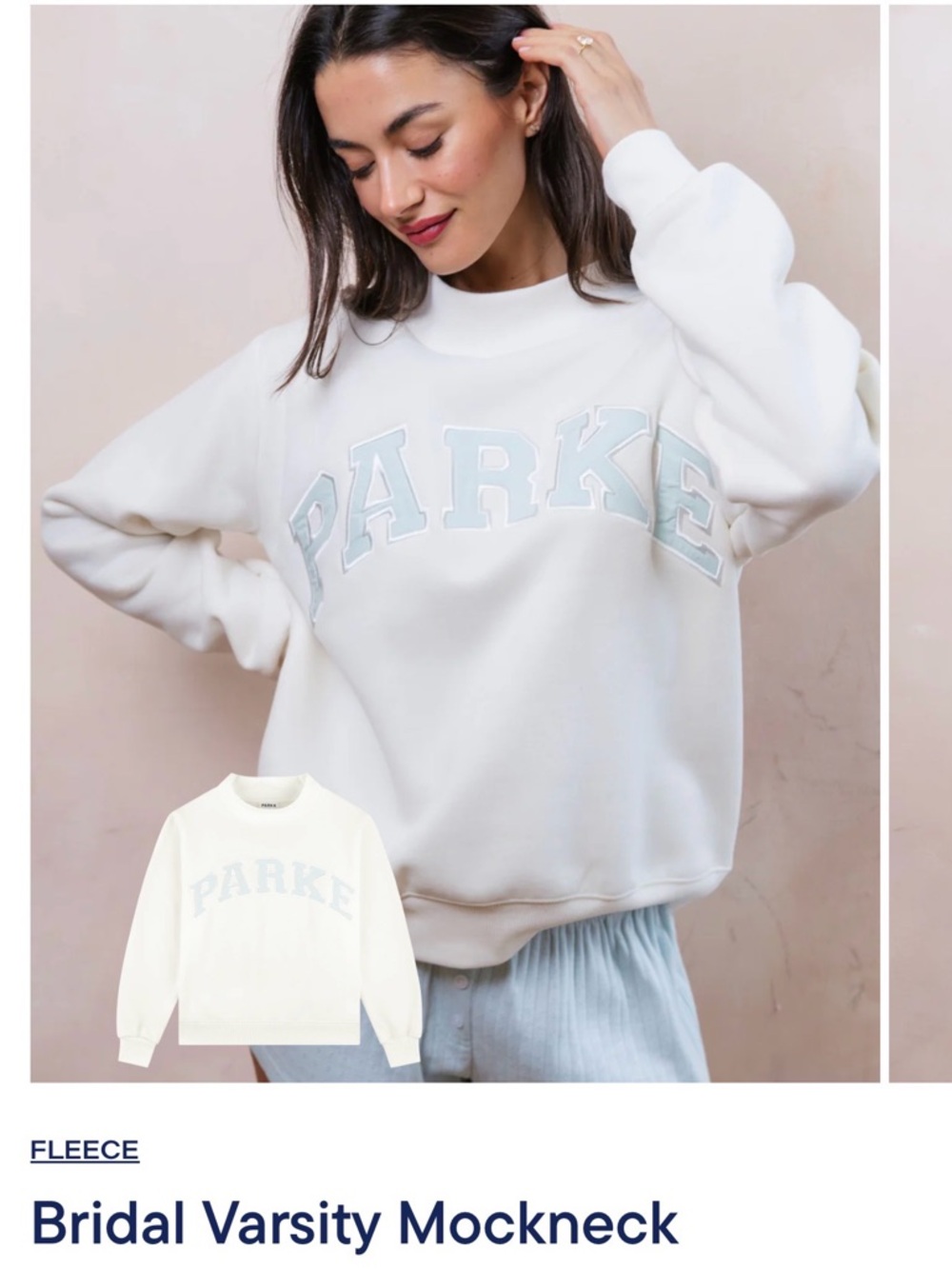 SOLD OUT Parke Bridal Varsity Mockneck Honeymoon Size S/M